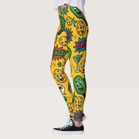 Pickleball Bottoms Up! Smiley Ball Court Leggings (Links)