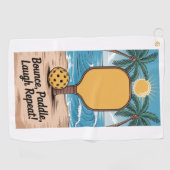 Pickleball Bounce Paddle Laugh Herhaal Vakantie Golfhanddoek (Horizontaal)