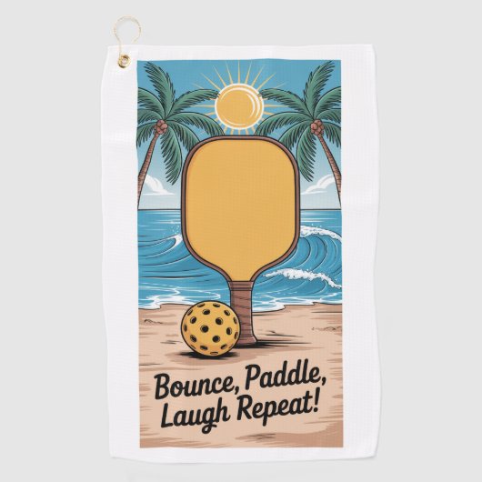 Pickleball Bounce Paddle Laugh Herhaal Vakantie Golfhanddoek (Voorkant)