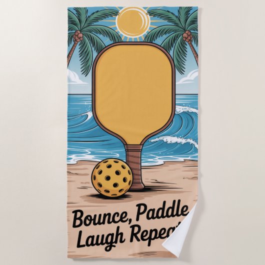 Pickleball Bounce Paddle Laugh Herhaal Vakantie Strandlaken (Voorkant)