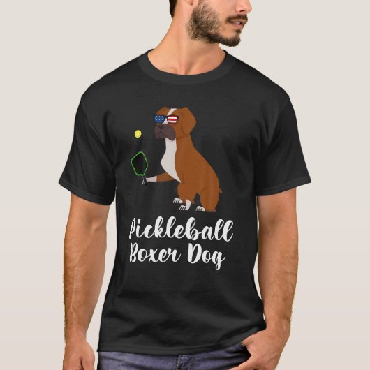 Pickleball Boxer Hond, Grappige Pickleball T-shirt (Voorkant)