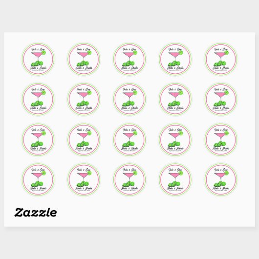 Pickleball Bridal Shower Dinks & Drinks Customized Ronde Sticker (Vel)