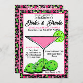 Pickleball Bridal Shower Dinks & Drinks Pink Black Kaart (Voorkant / Achterkant)