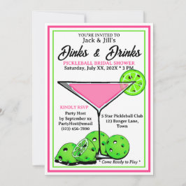 Pickleball Bridal Shower Dinks & Drinks Pink Cosmo Kaart