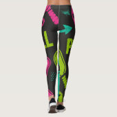 Pickleball Bright PINK BLUE GREEN PADDLE Art Leggings (Achterkant)