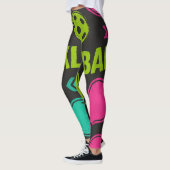 Pickleball Bright PINK BLUE GREEN PADDLE Art Leggings (Links)