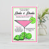 Pickleball Bruidsfeest Dinks & Drinken Roze Cosmo Kaart (Staand voorkant)