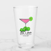 Pickleball Bruidsfeest Roze Cocktail Personaliseer Glas (Voorkant)