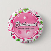 Pickleball Bruidsmeisje Uitnodiging Persoonlijke U Ronde Button 5,7 Cm (Voorkant)