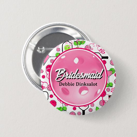Pickleball Bruidsmeisje Uitnodiging Persoonlijke U Ronde Button 5,7 Cm (Voorkant /achterkant)