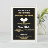 Pickleball Bruiloft Bachelor Party Zwart en Goud Kaart (Staand voorkant)