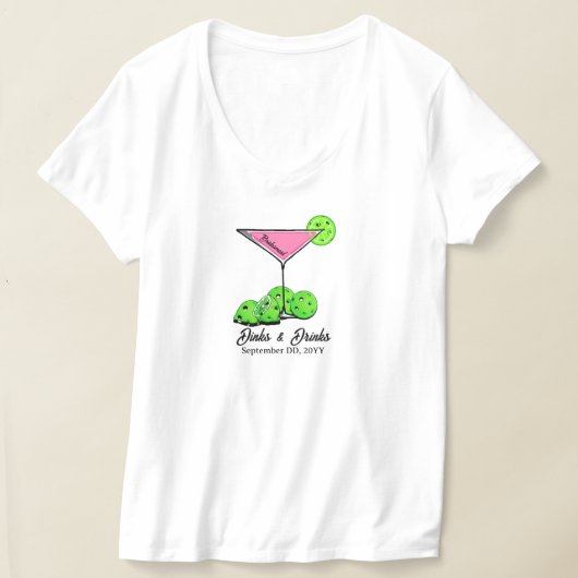 Pickleball Bruiloft Feest Dinks & Dranks Aangepast T-shirt (Laagn)