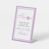 Pickleball Bruiloft Gepersonaliseerde Lavendel en Reclamebord Met Voetstuk (Voorkant)