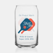 Pickleball bruiloft kan glas met chique logo (Voorkant)