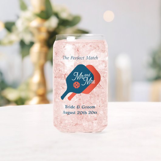 Pickleball bruiloft kan glas met chique logo (Insitu (Huwelijk))