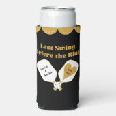 Pickleball Bruiloft Zwart en Goud Gepersonaliseerd Seltzer Blikjeskoeler (Seltzer Voorkant)