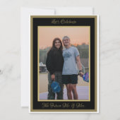 Pickleball Bruiloft Zwart en Goud Kaart (Achterkant)