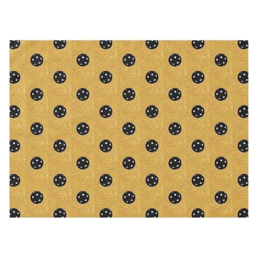 Pickleball Bruiloft Zwart en Goud Vrijgezellenfees Tafelkleed (Voorkant (Horizontaal))