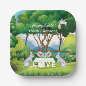 Pickleball Bunnies Fun Happy Paasnaam Papieren Bordje (Voorkant)