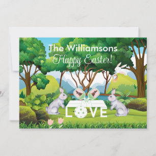 Pickleball Bunnies Fun Happy Pasen Feestdagenkaart