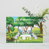 Pickleball Bunnies Fun Happy Pasen Feestdagenkaart (Staand voorkant)