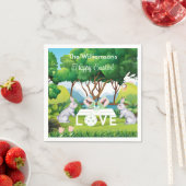 Pickleball Bunnies Fun Happy Pasen Servet (Insitu)