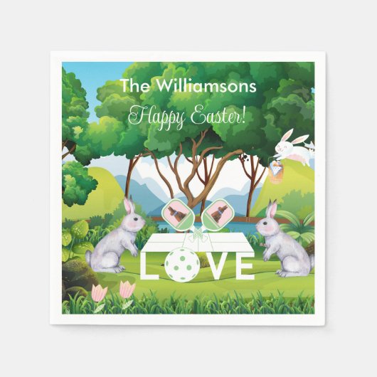 Pickleball Bunnies Fun Happy Pasen Servet (Voorkant)