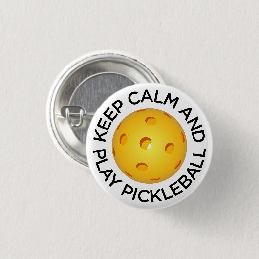 Pickleball Button: "Kalm houden en Pickleball afsp Ronde Button 3,2 Cm (Voorkant /achterkant)