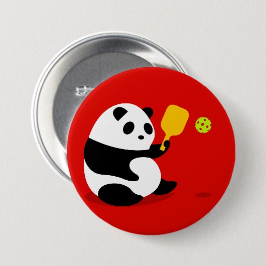 Pickleball Button: "Pickleball Panda" Ronde Button 7,6 Cm (Voorkant /achterkant)
