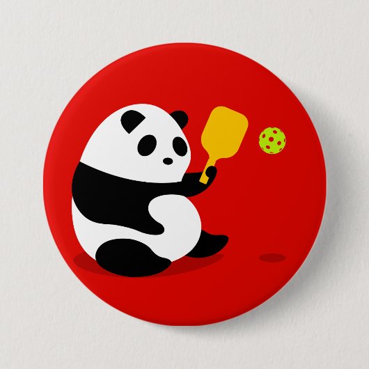 Pickleball Button: "Pickleball Panda" Ronde Button 7,6 Cm (Voorkant)