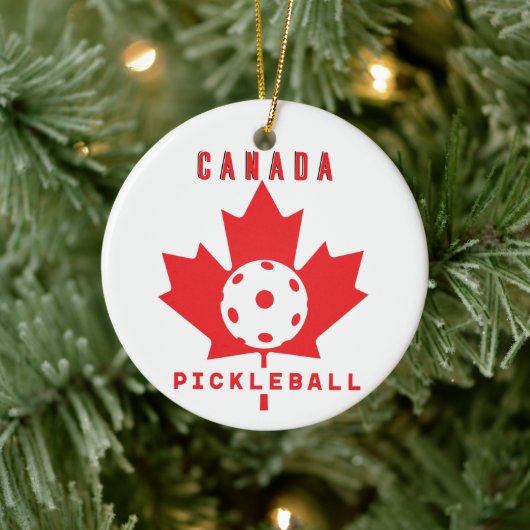Pickleball Canada met aangepaste tekst op de achte Keramisch Ornament (Boom)