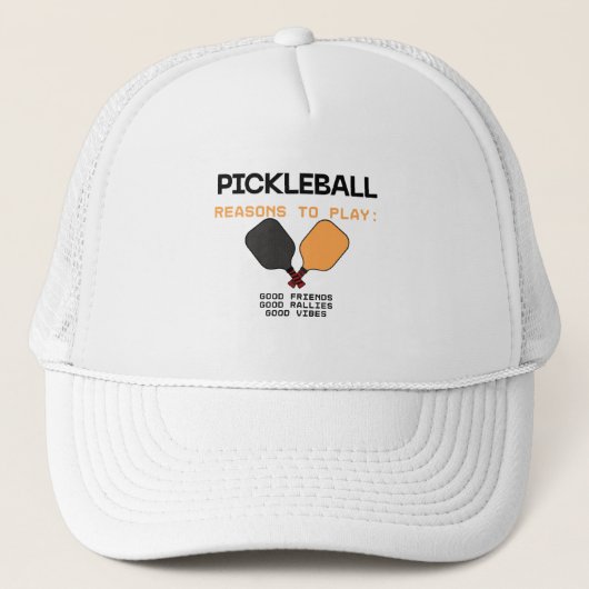 Pickleball Cap – Reasons to Play Trucker Pet (Voorkant)