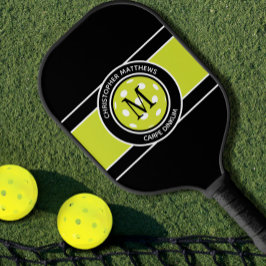 Pickleball Carpe Dinkum Quote Name Initiaal Black Pickleball Paddle