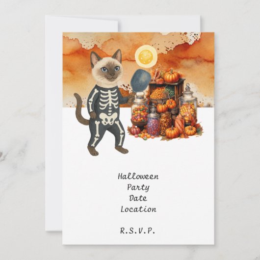 Pickleball Cat and Friends organiseert Halloween-f Kaart (Voorkant)