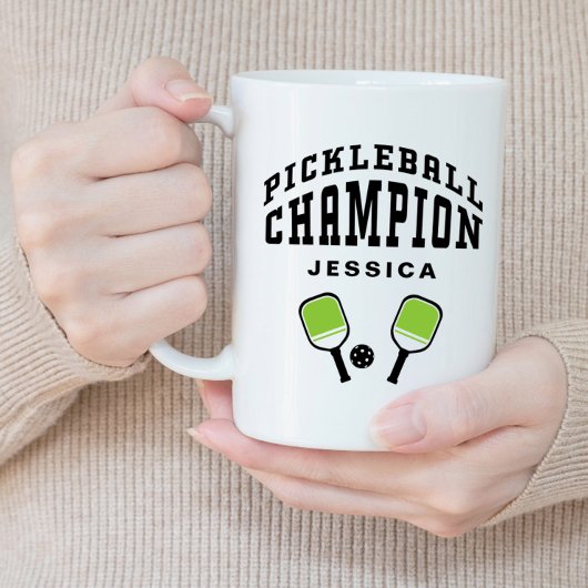 Pickleball Champion Custom Name Initialen Zwart Pl Grote Koffiekop