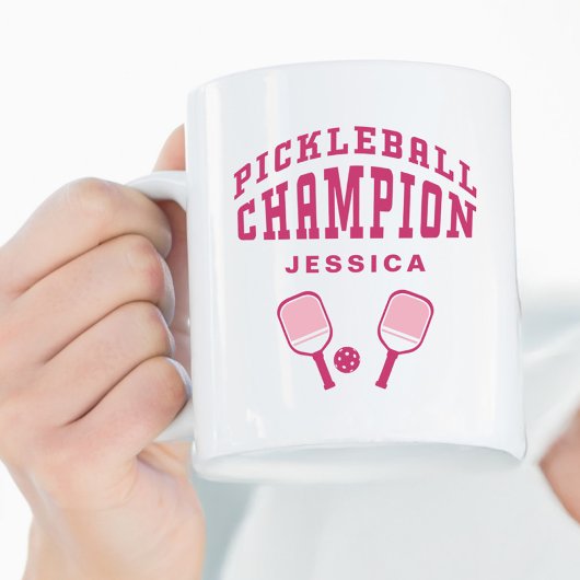 Pickleball Champion Fun Custom Name Initialen Roze Koffiemok