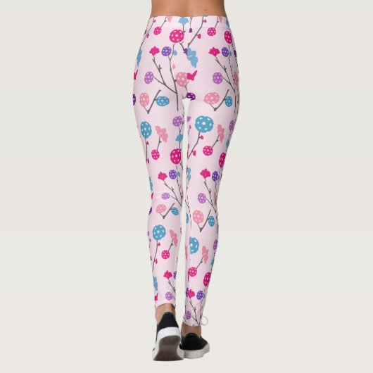Pickleball Cherry Blossom Pink Floral Pattern Leggings (Achterkant)