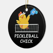 Pickleball Chick grappig Pensioen Gepensioneerde M Keramisch Ornament (Links)