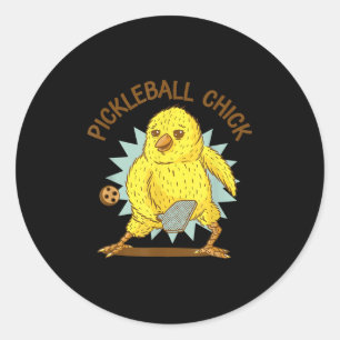 Pickleball Chick Grappig Quote Kip met Paddle G Ronde Sticker