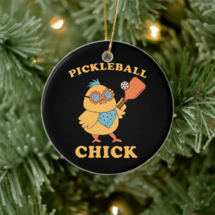 Pickleball Chick - retro Keramisch Ornament