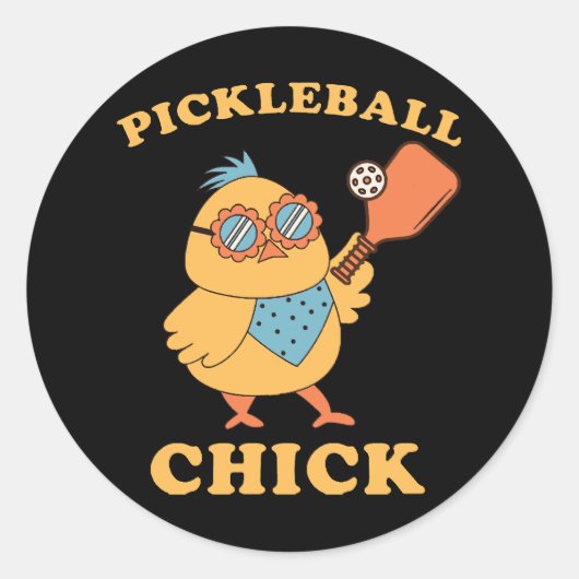 Pickleball Chick - retro Ronde Sticker (Voorkant)