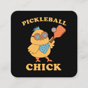 Pickleball Chick - retro Vierkante Visitekaartje