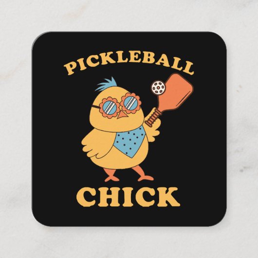 Pickleball Chick - retro Vierkante Visitekaartje (Voorkant)