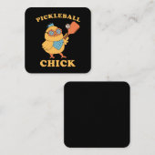 Pickleball Chick - retro Vierkante Visitekaartje (Voorkant / Achterkant)