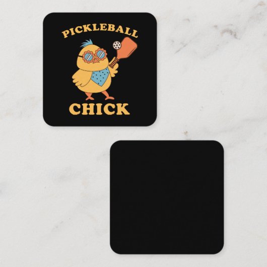 Pickleball Chick - retro Vierkante Visitekaartje (Voorkant / Achterkant)
