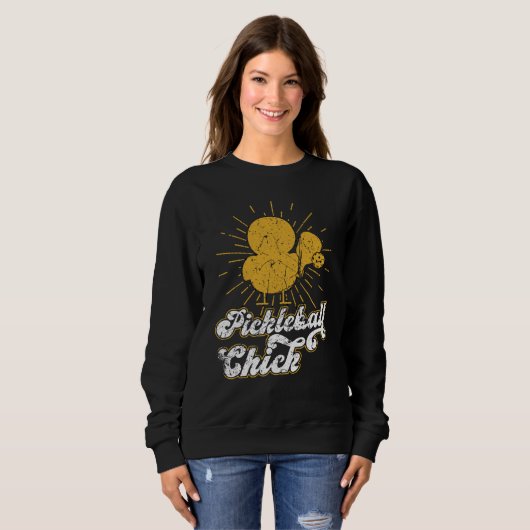 Pickleball Chick Retro Vintage  7 Trui (Voorkant volledig)