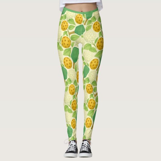 Pickleball Chinese Sneeuwbal Viburnum Leggings (Voorkant)