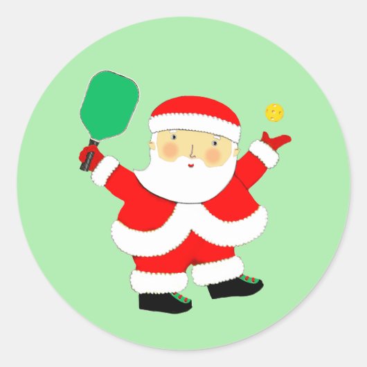 Pickleball Christmas Classic Ronde Sticker (Voorkant)