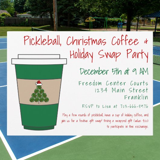 Pickleball, Christmas Coffee & Holiday Swap Party Kaart
