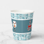 Pickleball Christmas Joy Blauwe en Witte Sneeuwbal Papieren Bekers (Rechts)